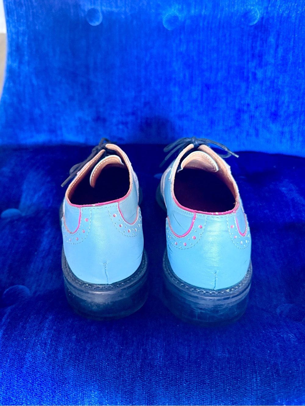 Embassy London “Brick Lane” Light Blue Leather Oxfords with Pink Accents • EU 39 - Picture 6 of 6